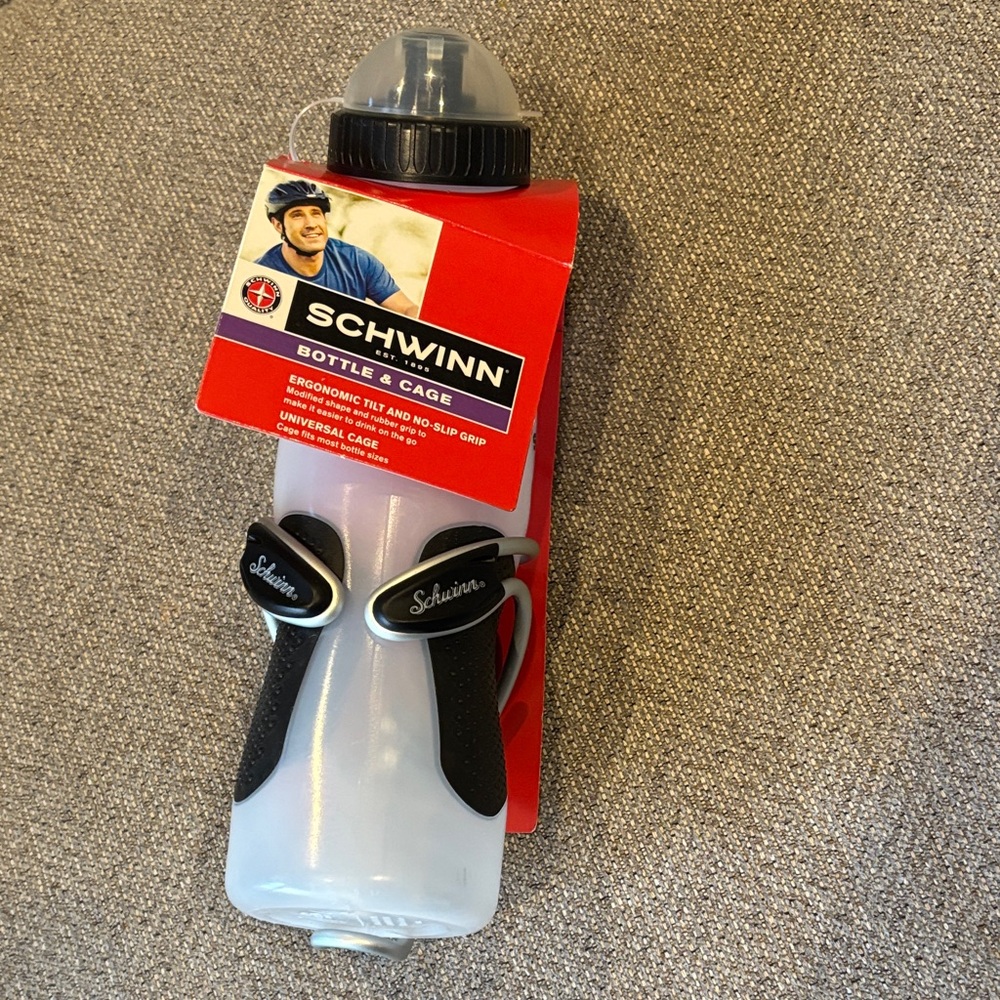 Schwinn Red and Black Water Bottle with Cage